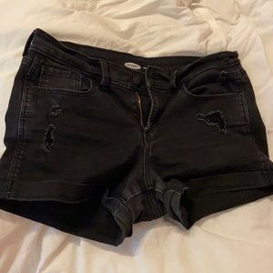 Black distressed boyfriend jean shorts